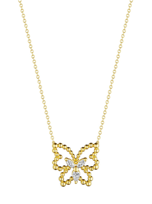BEADED BUTTERFLY PENDANT WITH MARQUISE DIAMONDS