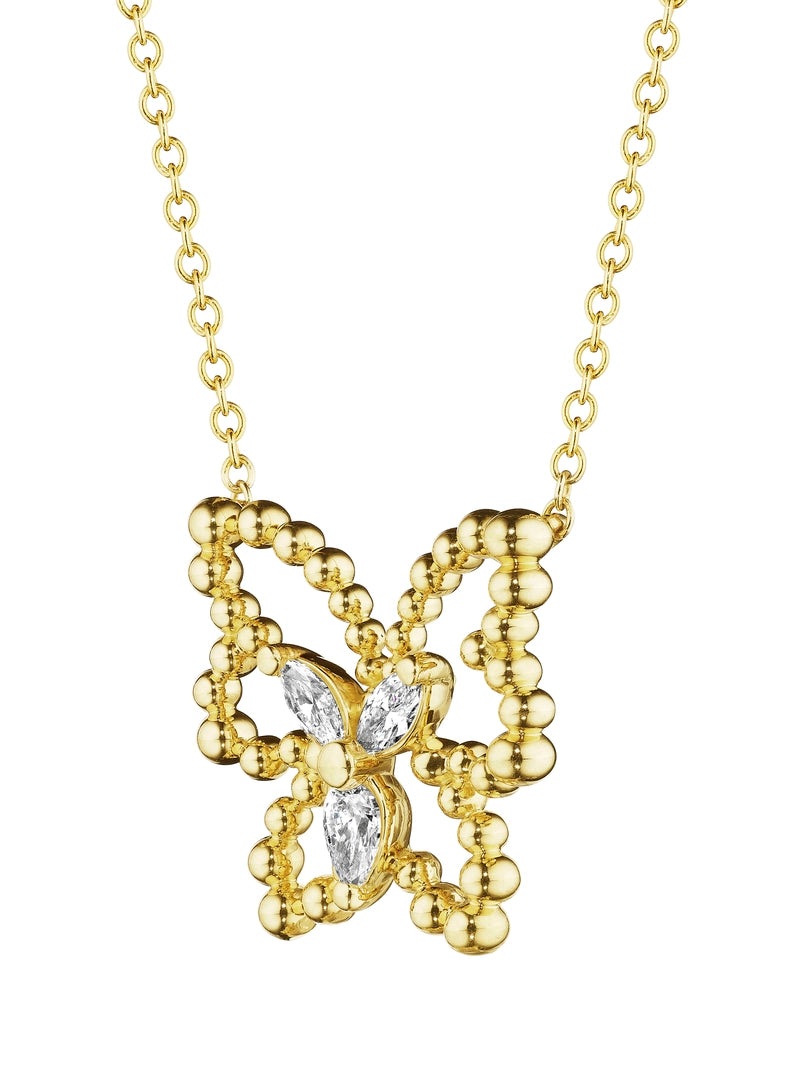 BEADED BUTTERFLY PENDANT WITH MARQUISE DIAMONDS