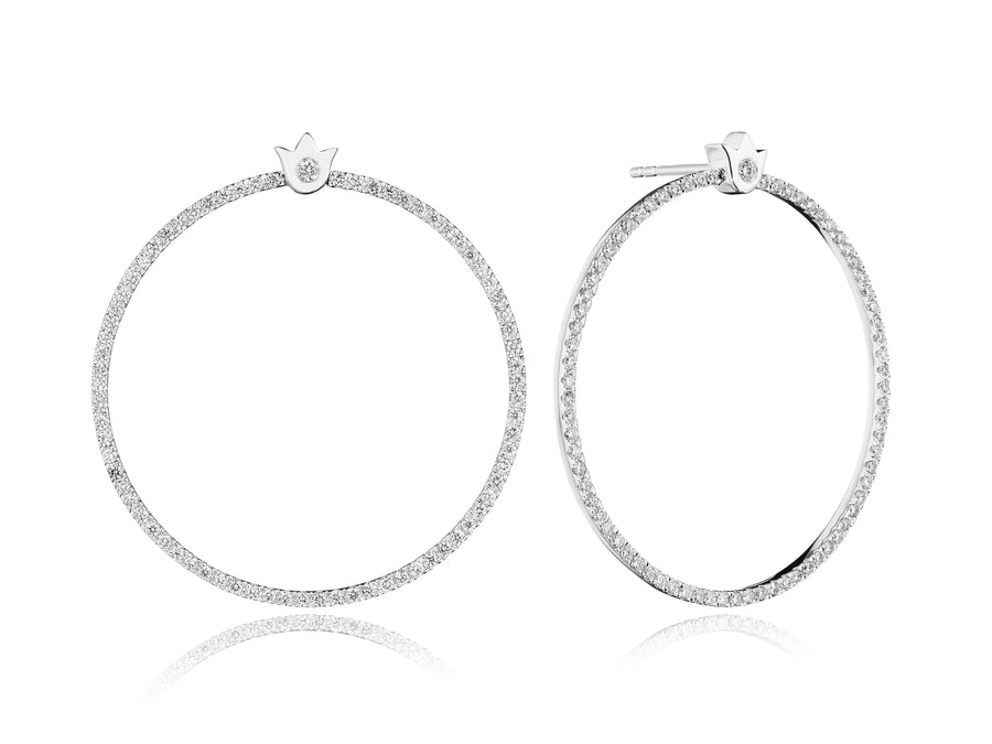 MEDIUM CREST DIAMOND CIRCLE EARRING