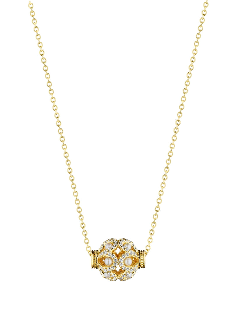 ROSE BEAD DIAMOND & PEARL PENDANT