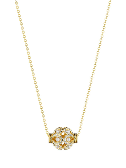 ROSE BEAD DIAMOND & PEARL PENDANT