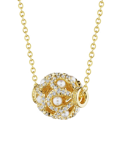 ROSE BEAD DIAMOND & PEARL PENDANT