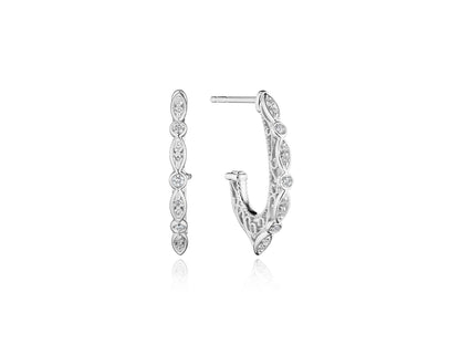 SMALL FILIGREE DIAMOND HOOP WITH PROFILE