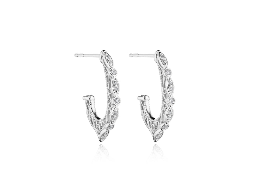 SMALL FILIGREE DIAMOND HOOP WITH PROFILE