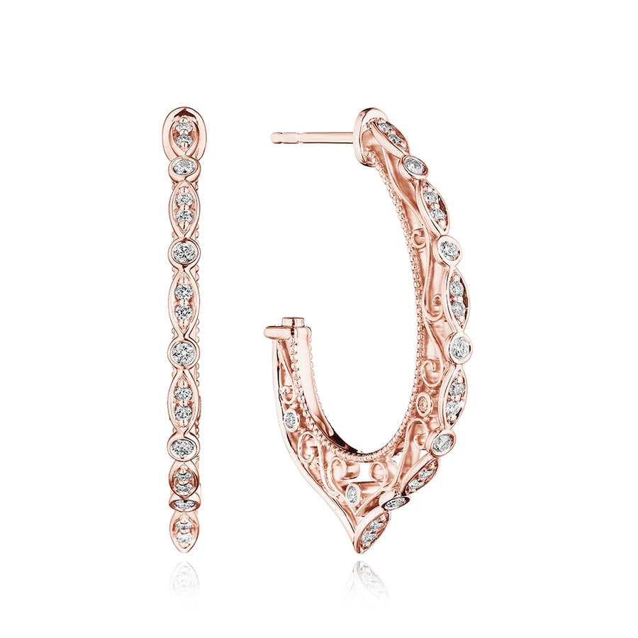 MEDIUM FILIGREE DIAMOND HOOP WITH PROFILE