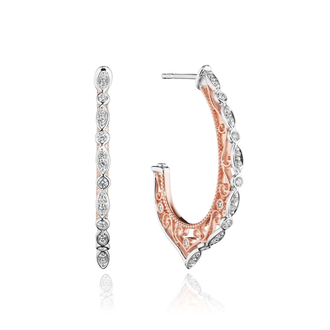 MEDIUM FILIGREE DIAMOND HOOP WITH PROFILE