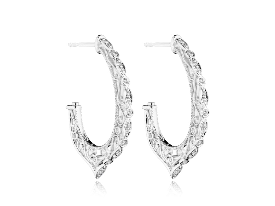 MEDIUM FILIGREE DIAMOND HOOP WITH PROFILE