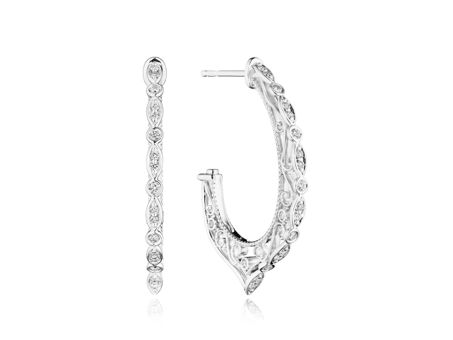 MEDIUM FILIGREE DIAMOND HOOP WITH PROFILE