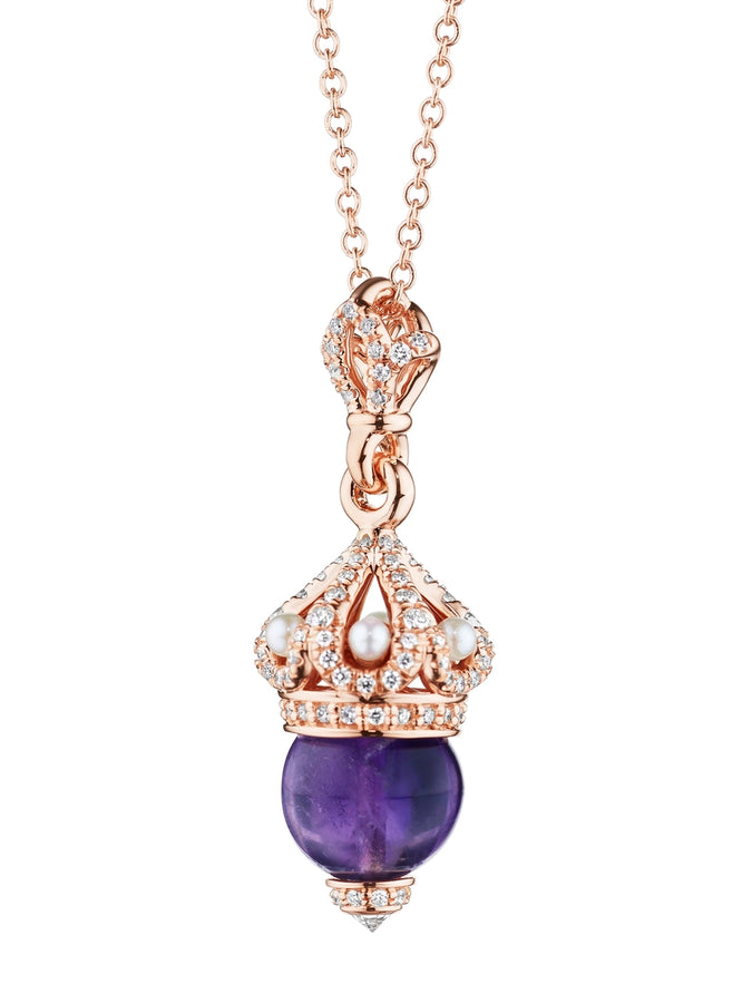 SMALL ORB PEARL & DIAMOND PENDANT