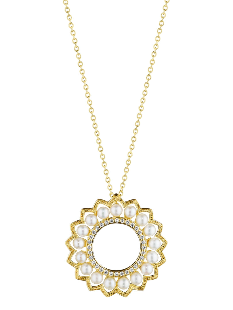BELLE BEADED PEARL & DIAMOND PENDANT