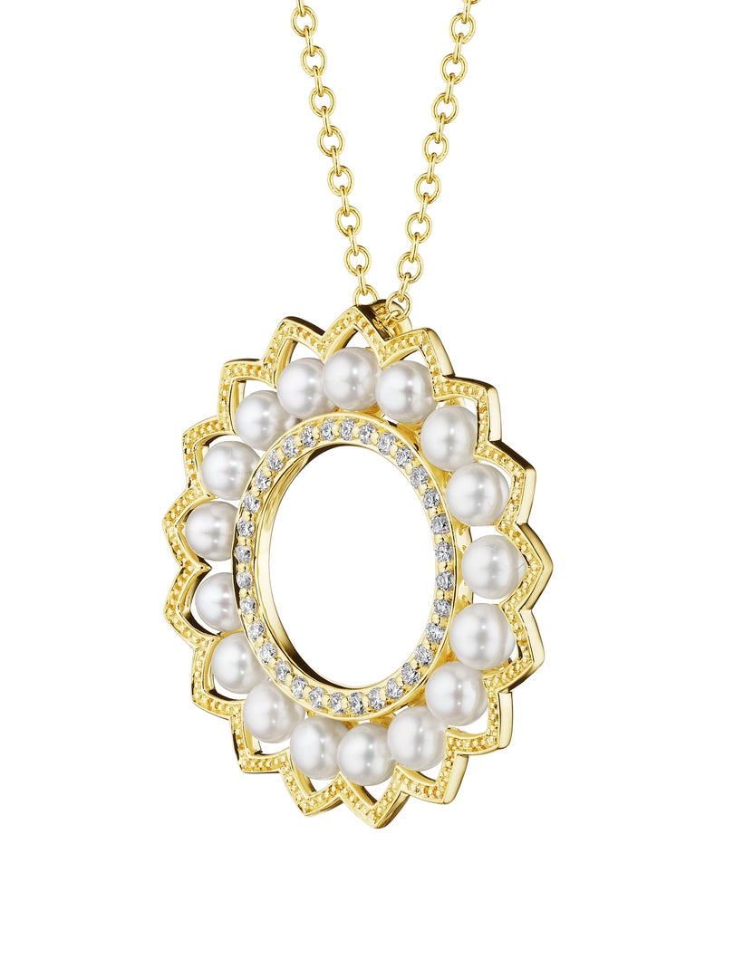 BELLE BEADED PEARL & DIAMOND PENDANT