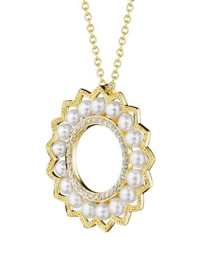BELLE BEADED PEARL & DIAMOND PENDANT