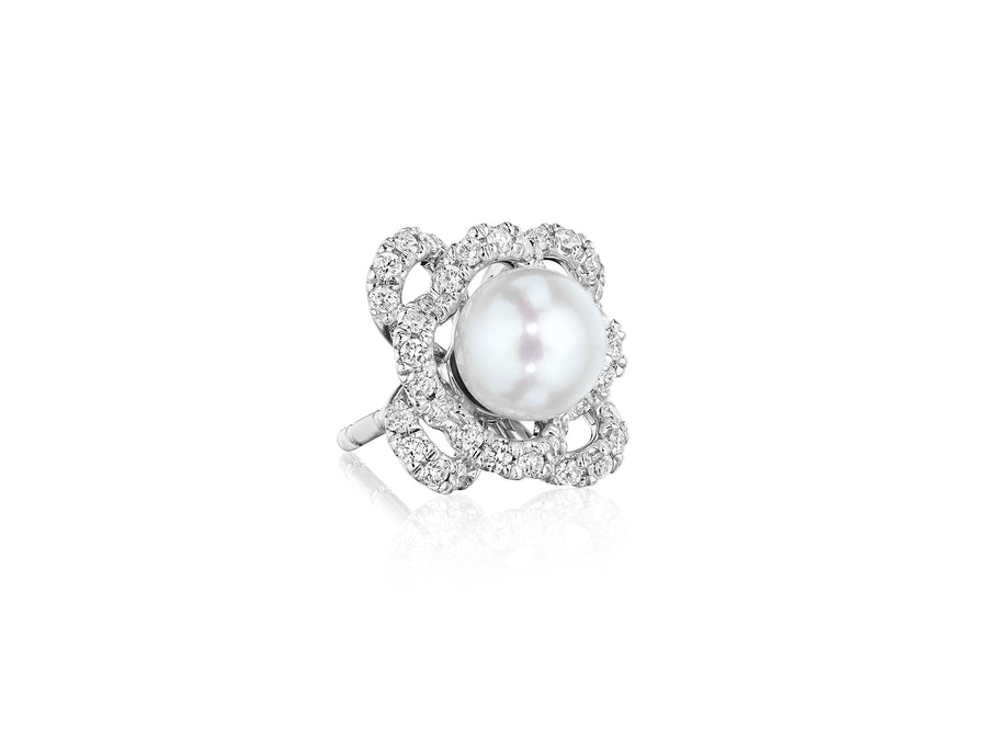 FLORET DIAMOND & PEARL CENTER STUD