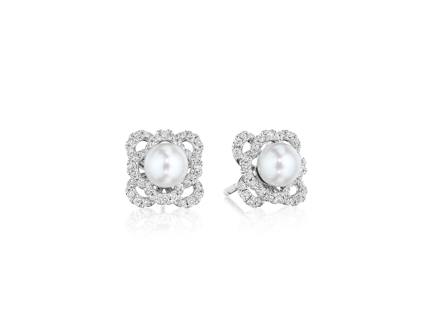 FLORET DIAMOND & PEARL CENTER STUD