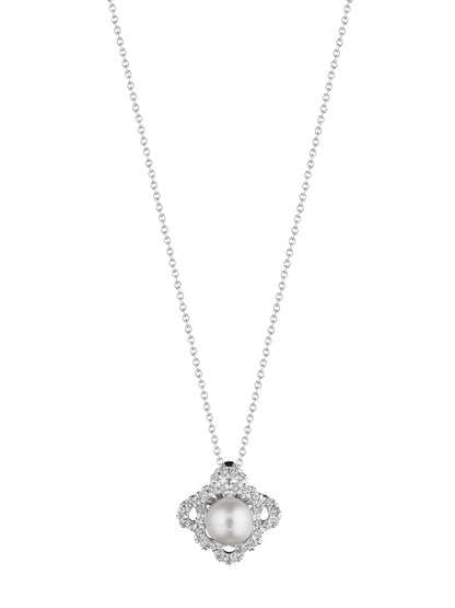 FLORET DIAMOND & PEARL CENTER PENDANT