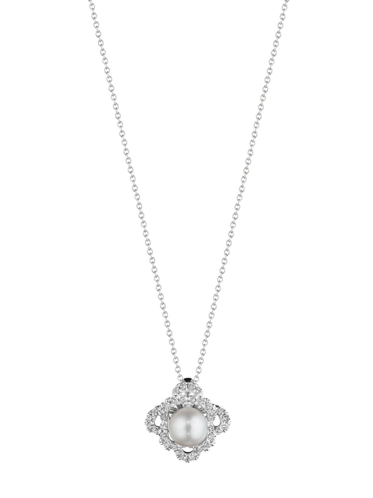 FLORET DIAMOND & PEARL CENTER PENDANT