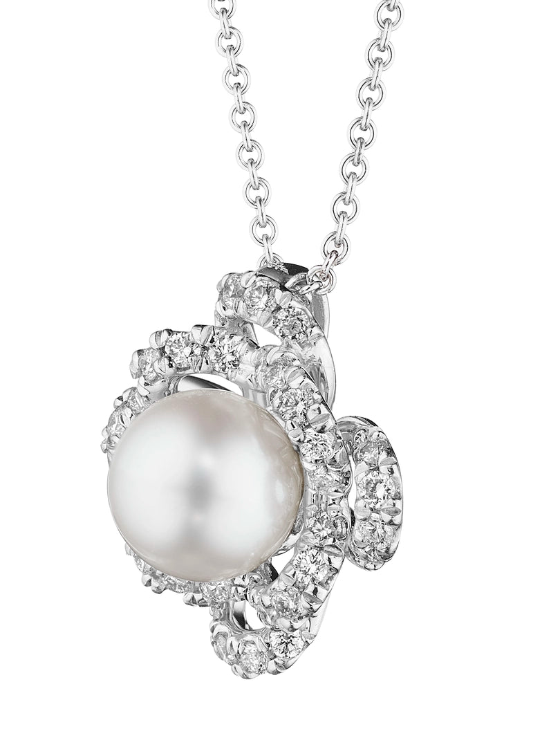 FLORET DIAMOND & PEARL CENTER PENDANT