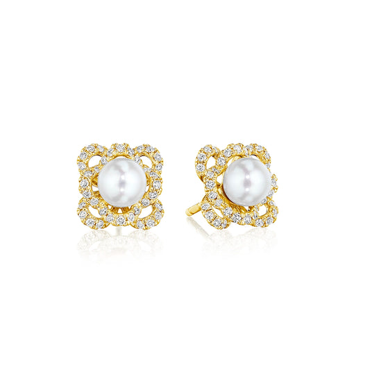 FLORET DIAMOND & PEARL CENTER STUD