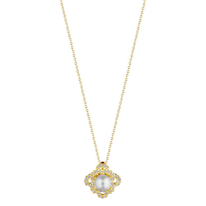 FLORET DIAMOND & PEARL CENTER PENDANT