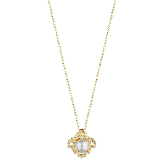 FLORET DIAMOND & PEARL CENTER PENDANT