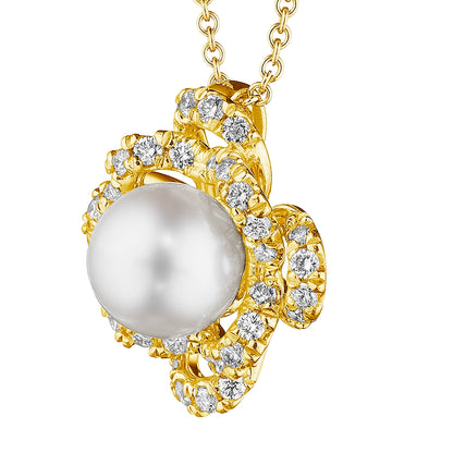 FLORET DIAMOND & PEARL CENTER PENDANT