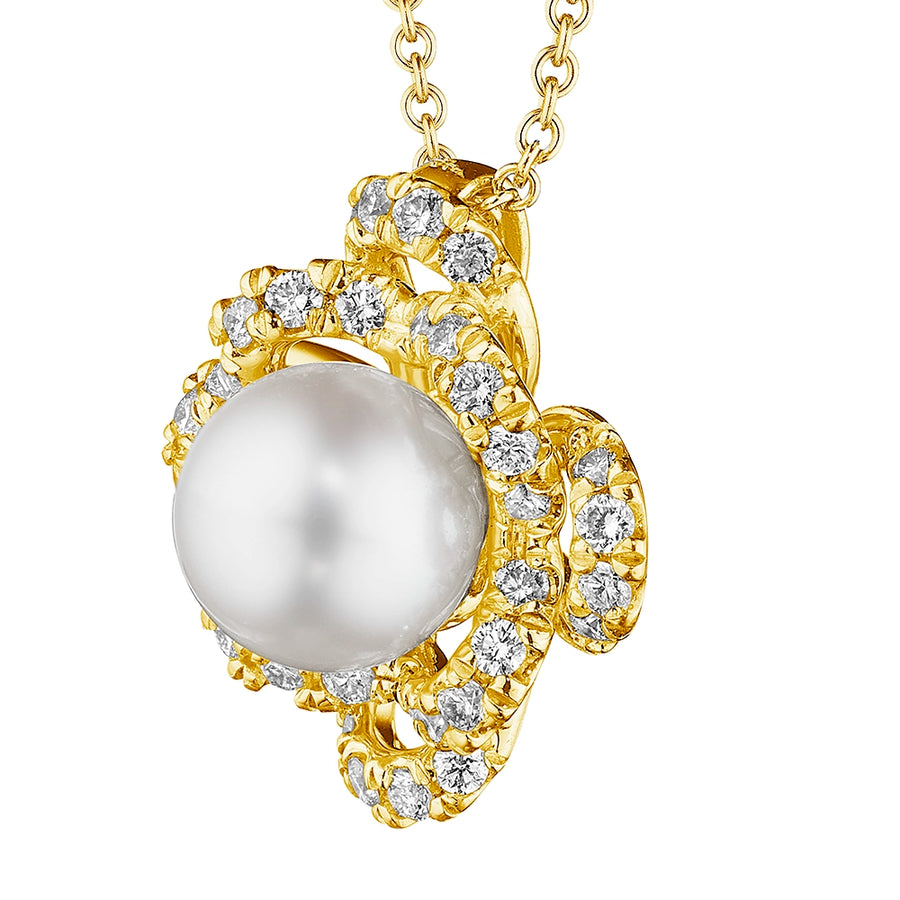 FLORET DIAMOND & PEARL CENTER PENDANT