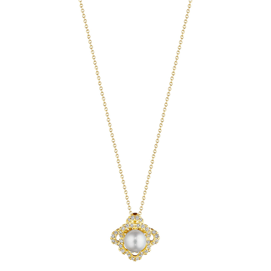 FLORET DIAMOND & PEARL CENTER PENDANT