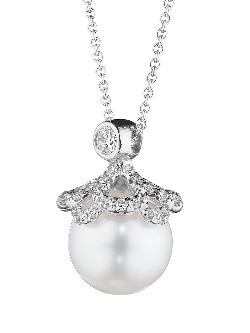 FLORET DIAMOND & PEARL CAP PENDANT