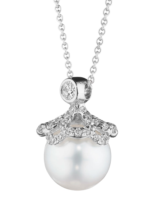 FLORET DIAMOND & PEARL CAP PENDANT