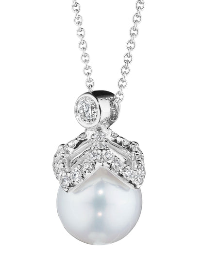 PETAL DIAMOND & PEARL CAP PENDANT