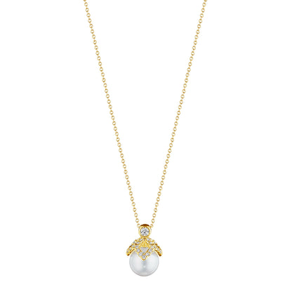 PETAL DIAMOND & PEARL CAP PENDANT