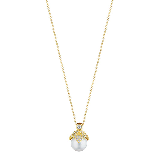 PETAL DIAMOND & PEARL CAP PENDANT
