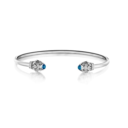 BEAD 1 DIAMOND & BLUE TOPAZ TOI ET MOI BANGLE