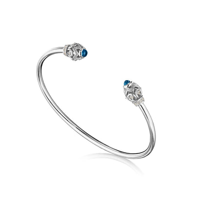 BEAD 1 DIAMOND & BLUE TOPAZ TOI ET MOI BANGLE