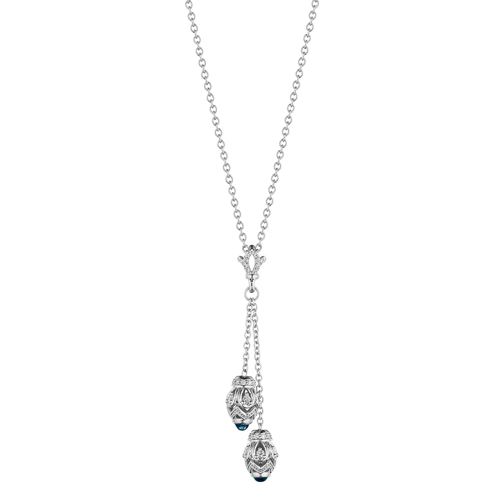 BEAD 1 DIAMOND & BLUE TOPAZ DOUBLE NECKLACE
