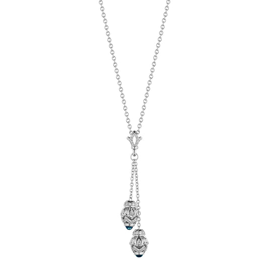 BEAD 1 DIAMOND & BLUE TOPAZ DOUBLE NECKLACE