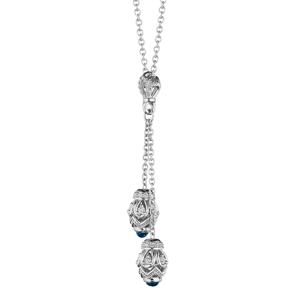 BEAD 1 DIAMOND & BLUE TOPAZ DOUBLE NECKLACE