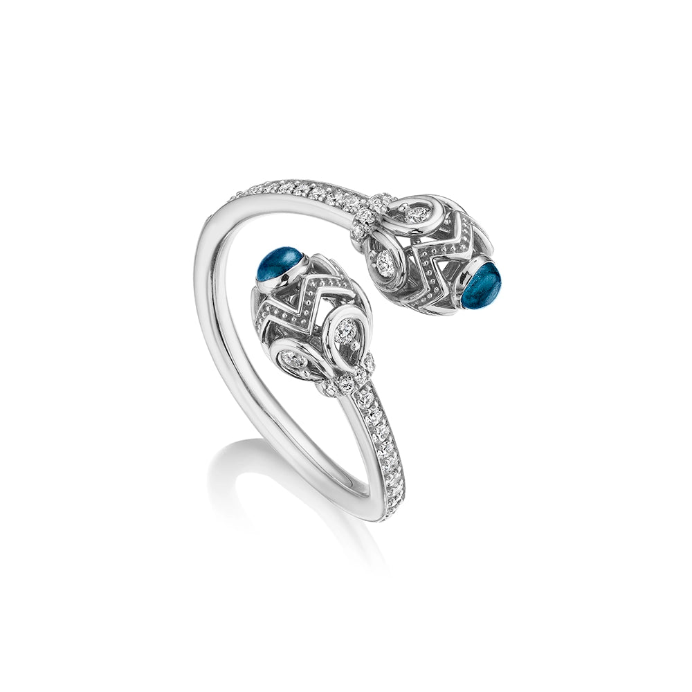 BEAD 1 DIAMOND & BLUE TOPAZ TOI ET MOI RING