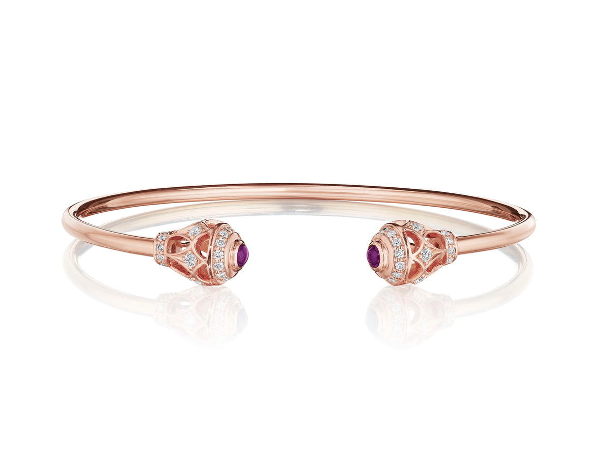 BEAD 2 DIAMOND & AMETHYST TOI ET MOI BANGLE