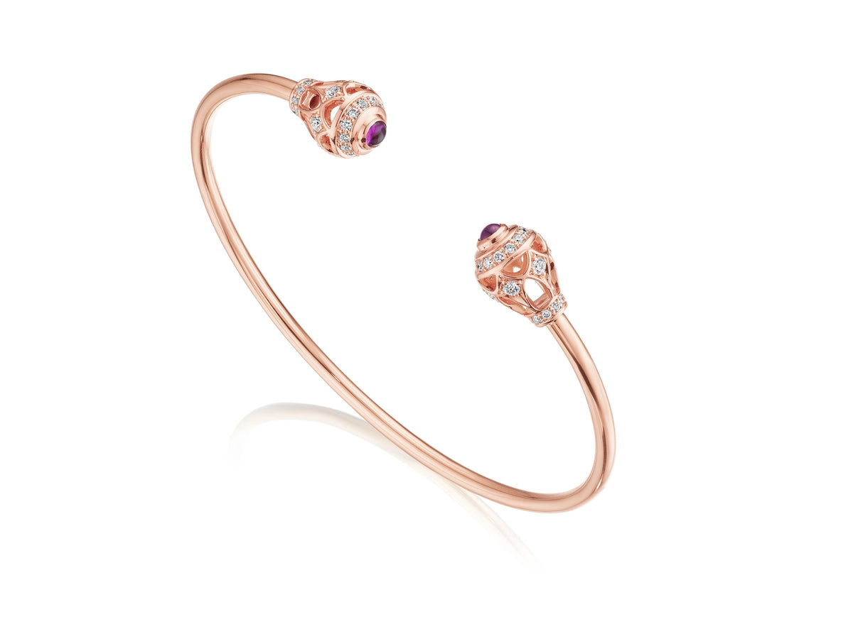 BEAD 2 DIAMOND & AMETHYST TOI ET MOI BANGLE