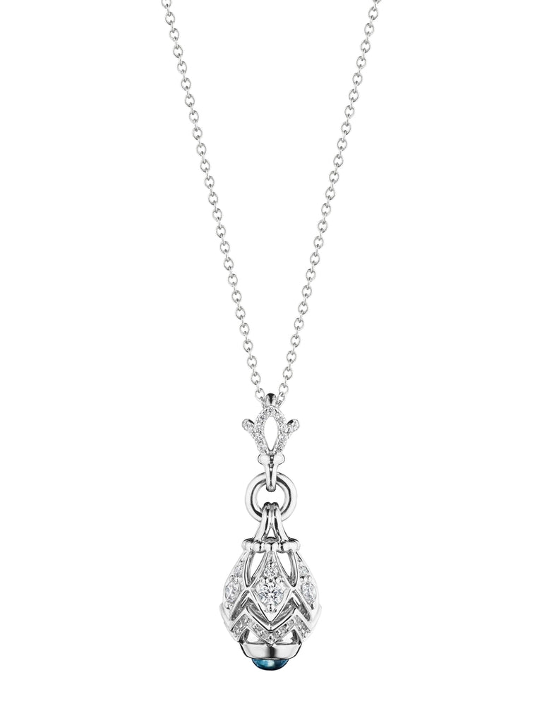 BEAD 5 DIAMOND & BLUE TOPAZ PENDANT