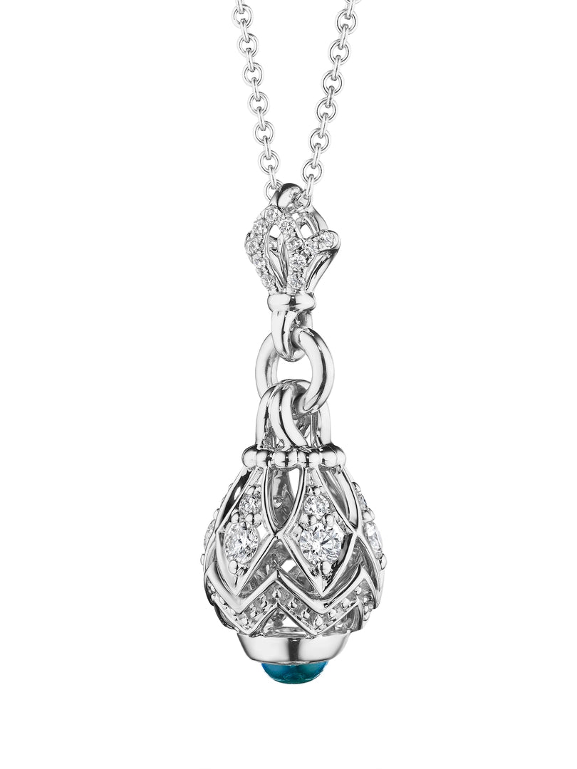BEAD 5 DIAMOND & BLUE TOPAZ PENDANT