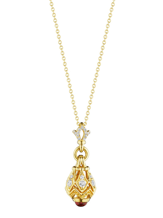 BEAD 5 DIAMOND & RHODOLITE PENDANT