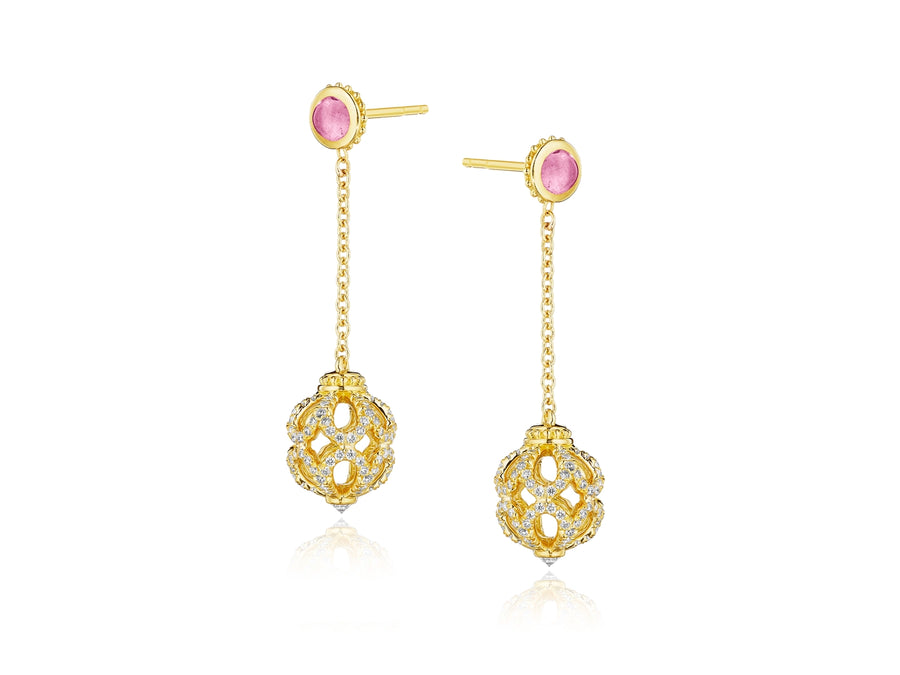 DIAMOND ROSE BEAD DROP EARRING