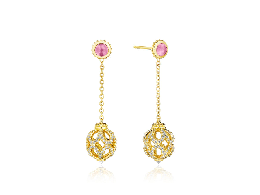 DIAMOND ROSE BEAD DROP EARRING