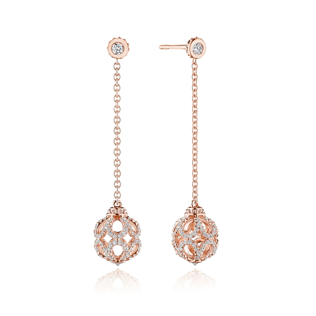 DIAMOND ROSE BEAD DROP EARRING