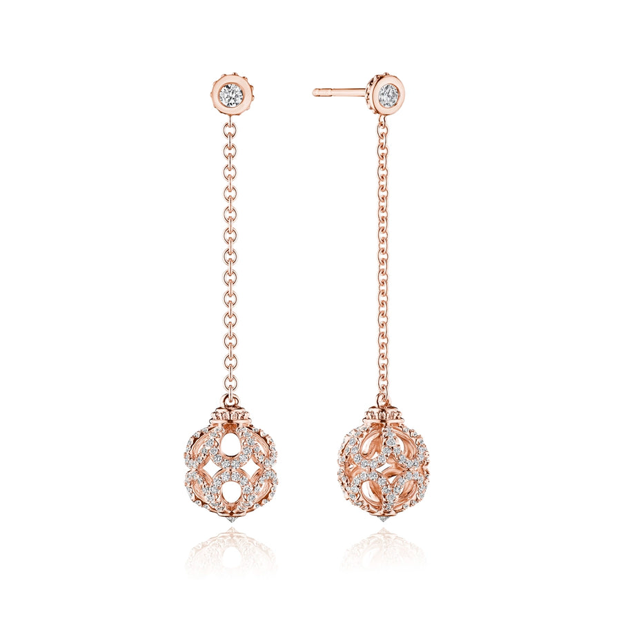 DIAMOND ROSE BEAD DROP EARRING