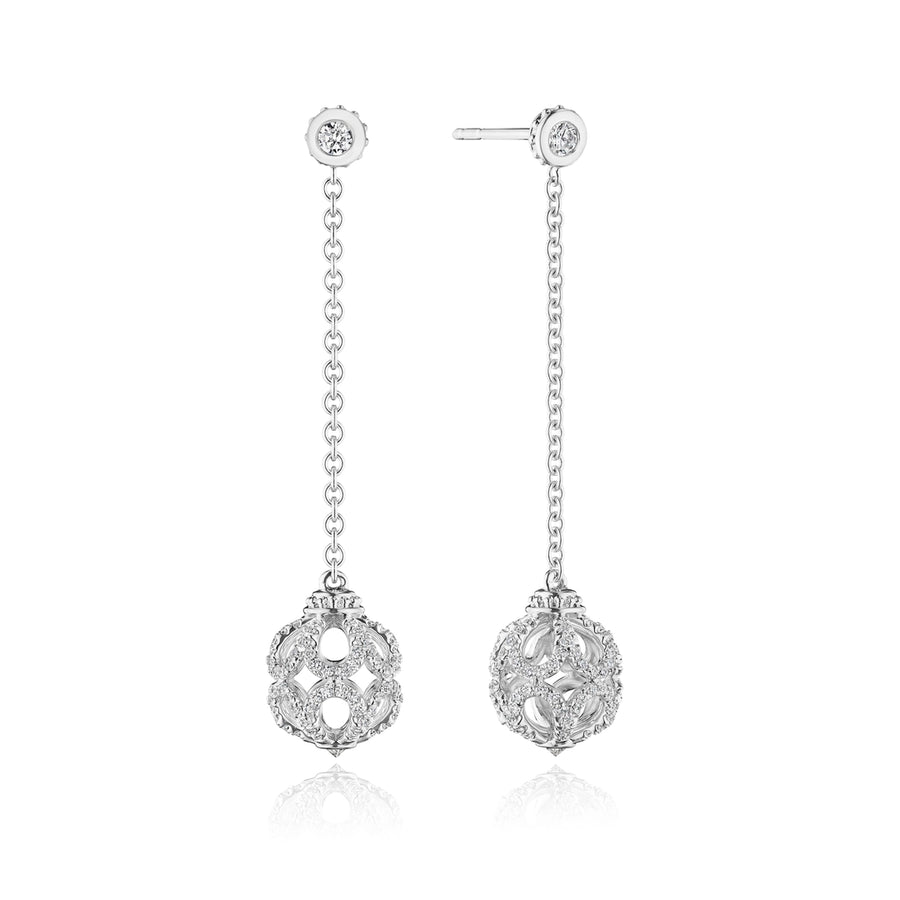 DIAMOND ROSE BEAD DROP EARRING
