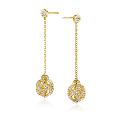 DIAMOND ROSE BEAD DROP EARRING