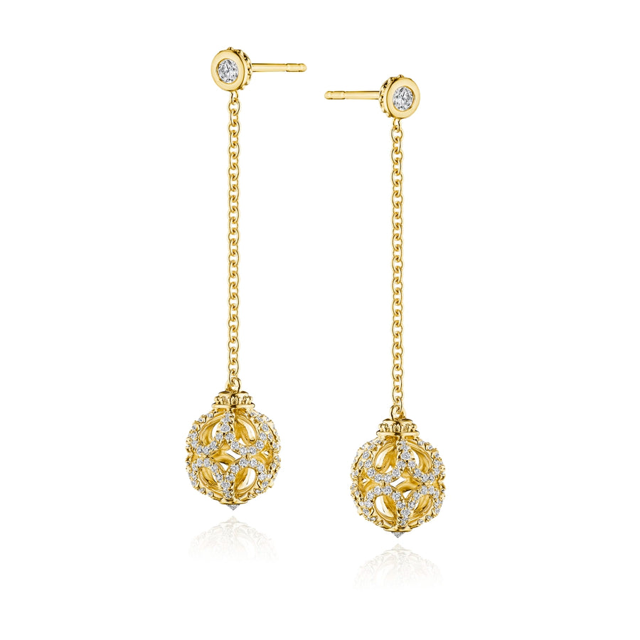 DIAMOND ROSE BEAD DROP EARRING